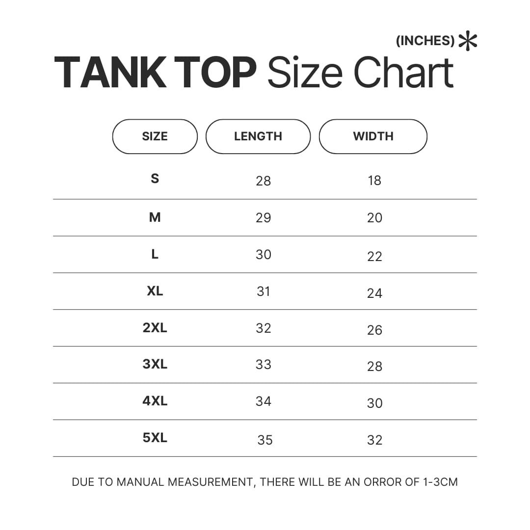 Tank Top Size Chart - The Fragrant Flower Blooms With Dignity Store