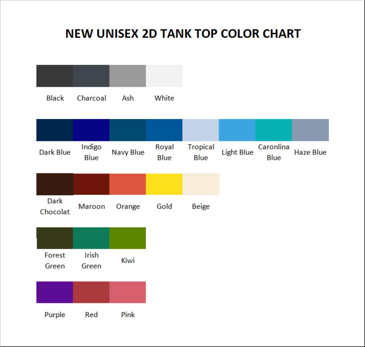 tank top color chart - The Fragrant Flower Blooms With Dignity Store