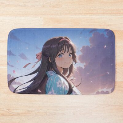 Kaoruko Waguri Blue Yukata Blossom Fragrant Flower Bath Mat