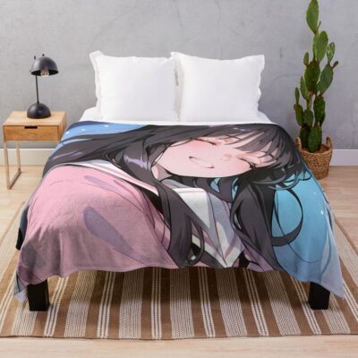 Kaoruko Waguri Dreamlike Smile Fragrant Flower Throw Blanket