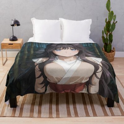 Kaoruko Waguri Bamboo Path Fragrant Flower Throw Blanket