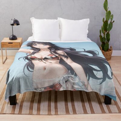 Kaoruko Waguri Tropical Bikini Fragrant Flower Throw Blanket