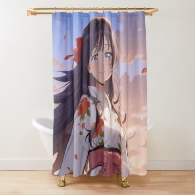 Fragrant Kaoruko Waguri Sunset Yukata Girl Shower Curtain