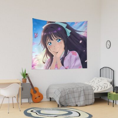 Fragrant Kaoruko Waguri Yukata Sakura Bloom Tapestry