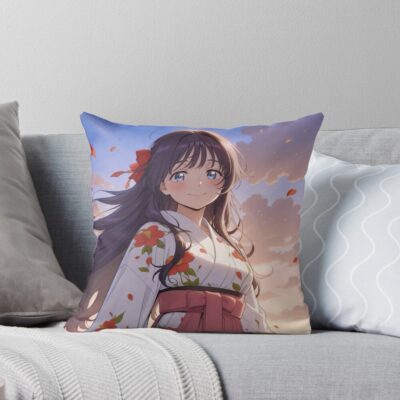 Fragrant Kaoruko Waguri Sunset Yukata Throw Pillow