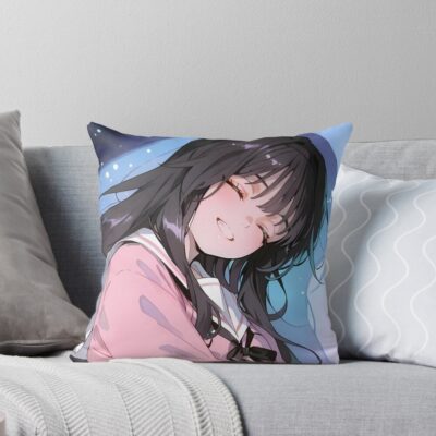 Kaoruko Waguri Dreamlike Smile Fragrant Flower Throw Pillow