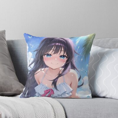 Fragrant Kaoruko Waguri Summer Bikini Ocean Throw Pillow